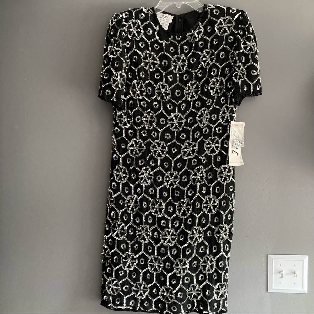 NWT Vintage black & Silver Sequin Dress